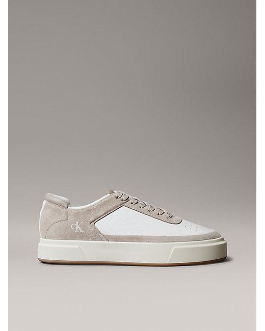 Calvin Klein Signature Sneakers Van Leer En Suède in het Metallic voor heren