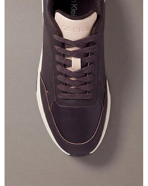 Calvin Klein Brown Leather Chunky Dad Trainers for men