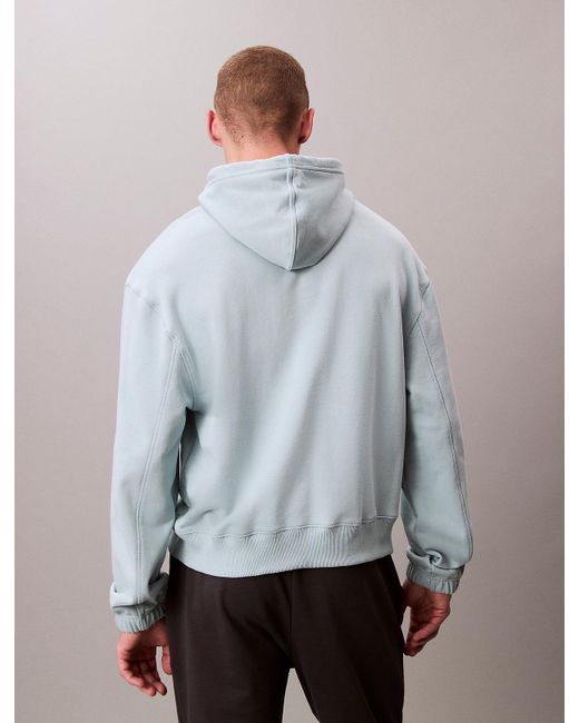 Calvin Klein Gray Cotton Terry Blend Lounge Hoodie for men
