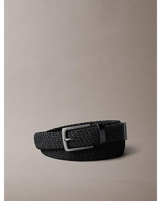 Calvin Klein Black Braided Logo Tip Belt for men