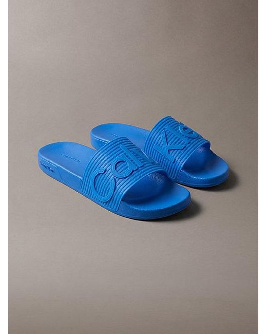 Calvin Klein Blue Nemo Contoured Emblem Logo Sliders for men