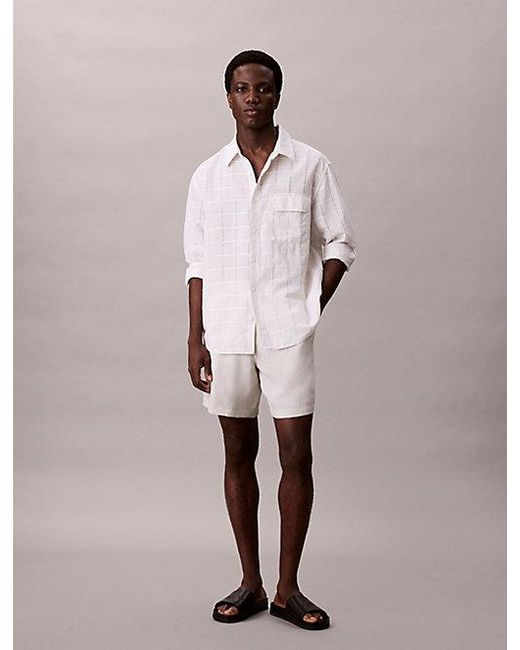Calvin Klein Pink Linen Blend Pull On Shorts for men