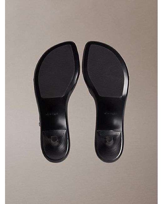 Calvin Klein Brown Lina Leather Kitten Heel Sandals