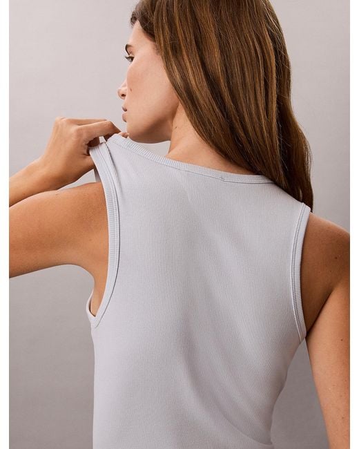 Calvin Klein Blue Ribbed Cotton Midi Tank Dress