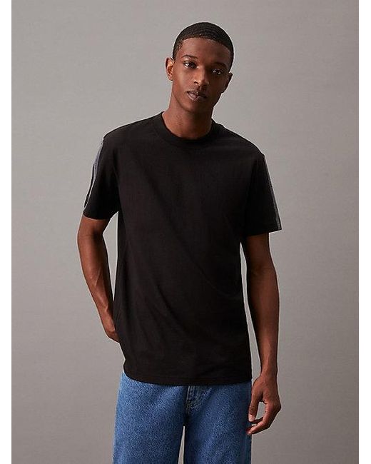 Calvin Klein T-shirt Met Logo Tape in het Black voor heren