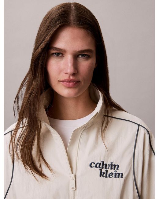 Calvin Klein White Nylon Piping Jacket