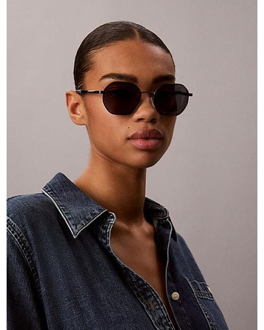 Calvin Klein Green Modified Rectangle Sunglasses Ck25110S