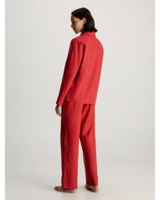 Calvin Klein Flanellen Pyjamaset in het Red