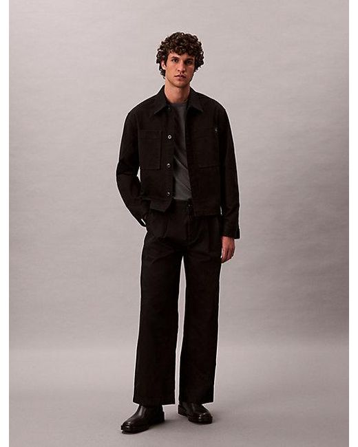 Calvin Klein Black Twill Pleated Trousers for men