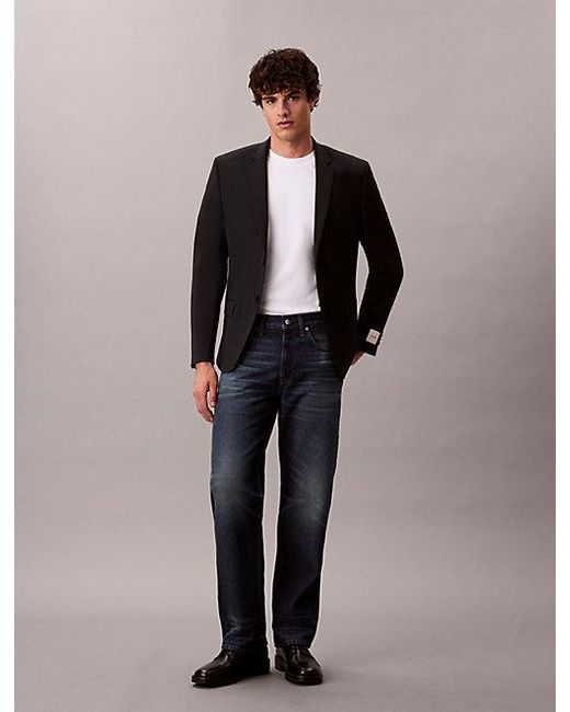 Calvin Klein Black Slim Tropical Wool Blazer for men