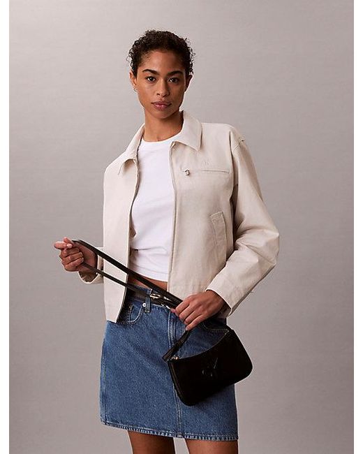 Calvin Klein Gray Embossed Monogram Mini Shoulder Bag