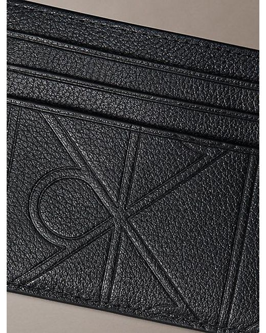 Calvin Klein Black Full Grain Leather Rfid Zip Cardholder for men