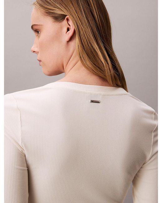 Calvin Klein Natural Ribbed Modal Long Sleeve T-Shirt