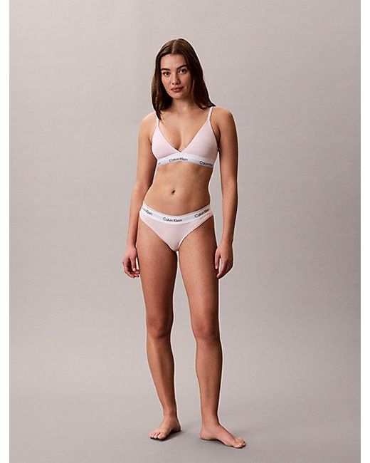 Calvin Klein Brown Lightly Lined Triangle Bralette Icon Cotton Modal