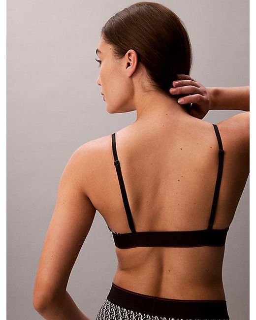 Calvin Klein Black Unlined Bralette Graphic Monogram Microfibre Stretch