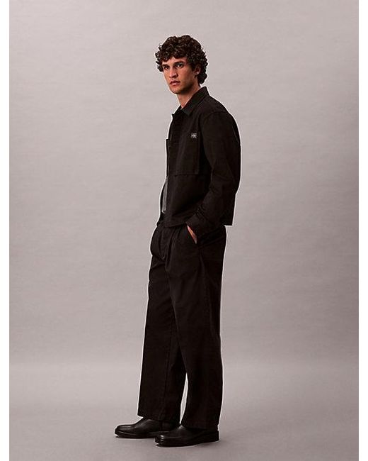 Calvin Klein Black Twill Pleated Trousers for men