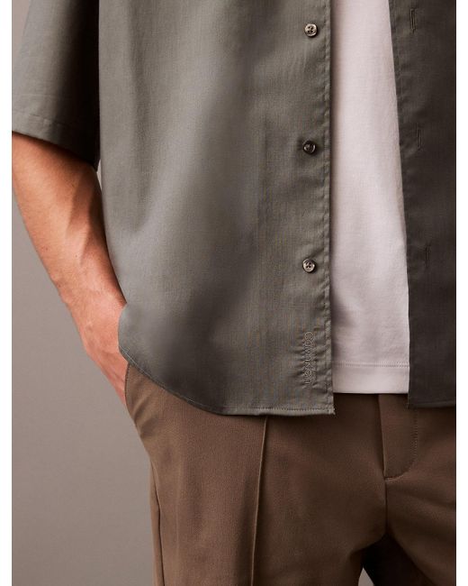 Calvin Klein Gray Relaxed Cotton Gauze Shirt for men