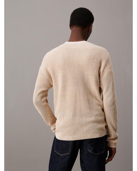 Calvin Klein Natural Knitted Cardigan Jumper for men