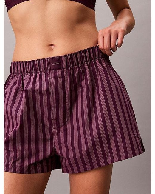 Calvin Klein Red Pyjama Shorts Cotton Poplin