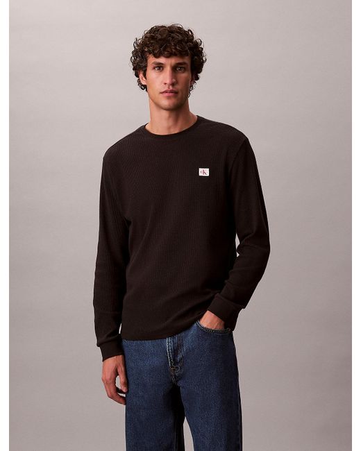 Calvin Klein Blue Long Sleeve Waffle T-Shirt for men