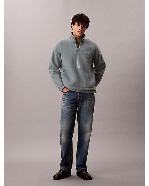 Calvin Klein Gray Quarter Zip Fleece Jumper for men