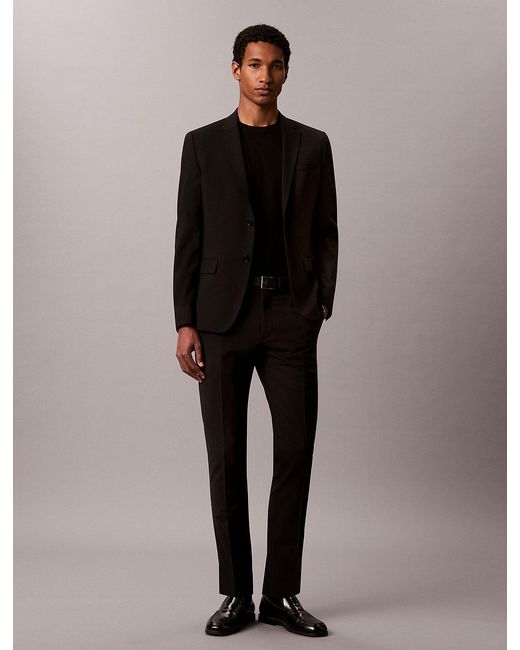 Calvin Klein Black Slim Wool Stretch Trousers for men