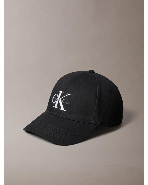 Calvin Klein Black Embroidered Monogram Logo Twill Cap for men