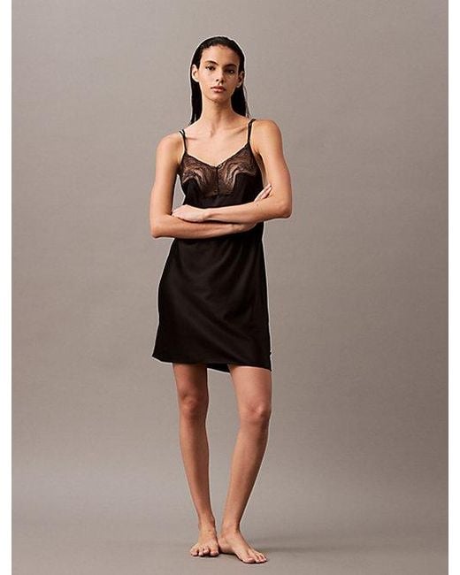 Calvin Klein Black Satin Sheen Chemise
