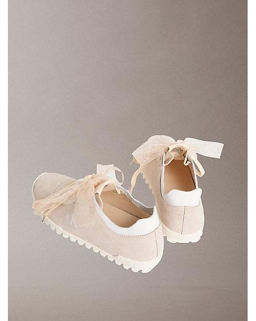Calvin Klein Pink Suede Organza Runner Trainers