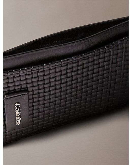 Calvin Klein Black Embossed Woven Card Case for men