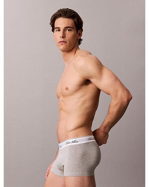 Calvin Klein Blue 3 Pack Low Rise Trunks Icon Cotton Stretch for men