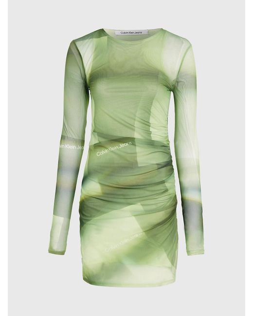 Robe double épaisseur en maille imprimée Calvin Klein en coloris Green
