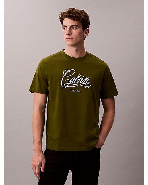 Calvin Klein Green Jeans Logo Graphic Relaxed T-Shirt for men