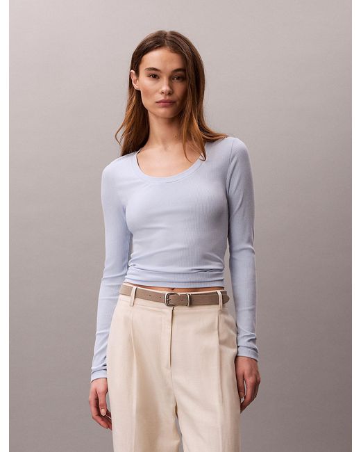 Calvin Klein Multicolor Ribbed Modal Long Sleeve T-Shirt