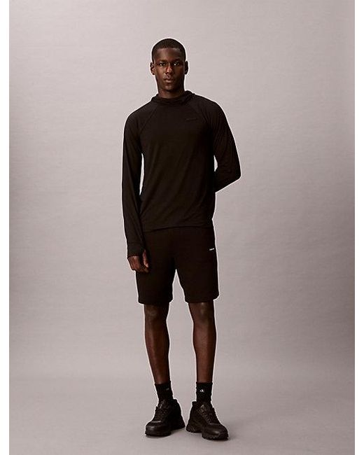 Calvin Klein Black Sport Quick Dry Thumbhole Travel T-Shirt Hoodie for men