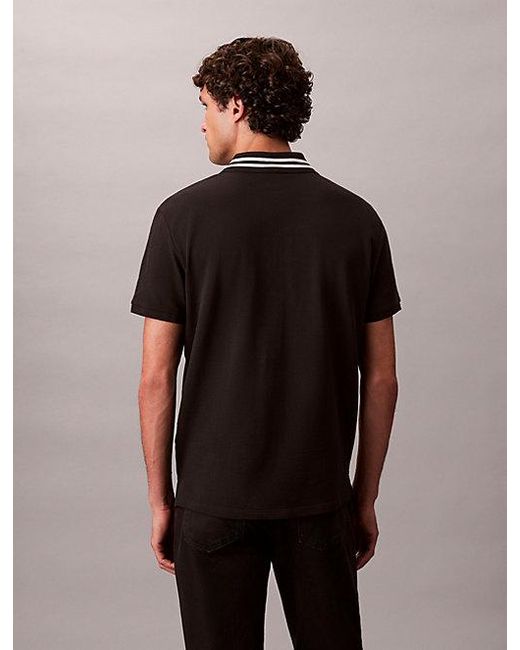Calvin Klein Brown Jeans Monogram Pique Tipped Classic Polo Shirt for men