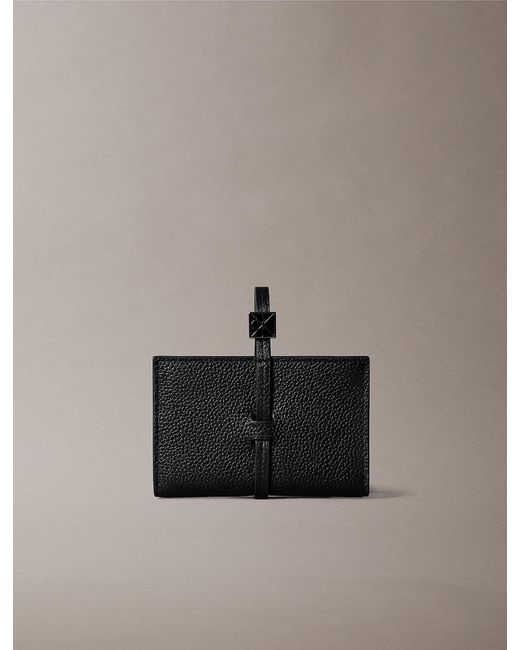 Calvin Klein Black Pebbled Leather Rfid Wrist Strap Wallet