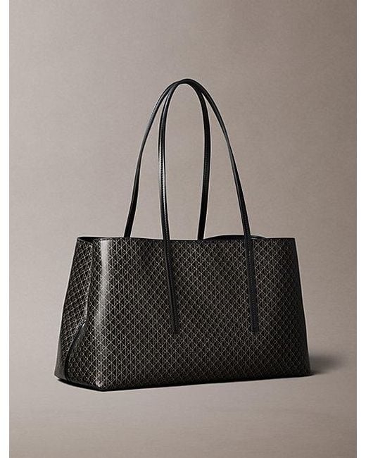 Calvin Klein Gray Allover Emblem Logo Tote Bag