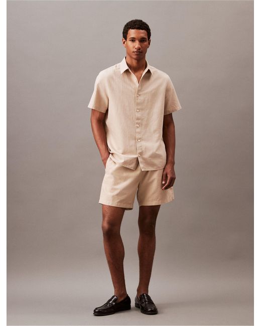 Calvin Klein Natural Linen Blend Pull-on Shorts for men