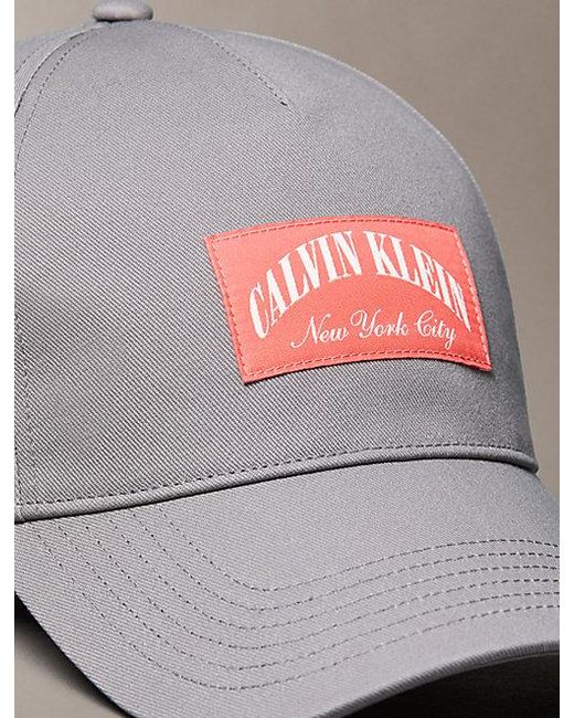 Calvin Klein Gray Heritage Crest Patch Baseball Cap for men