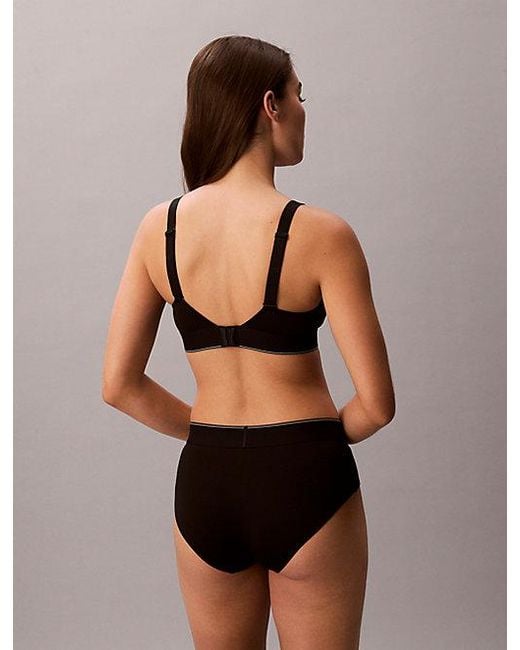 Calvin Klein Black Lightly Lined Bralette Graphic Monogram Microfibre Stretch