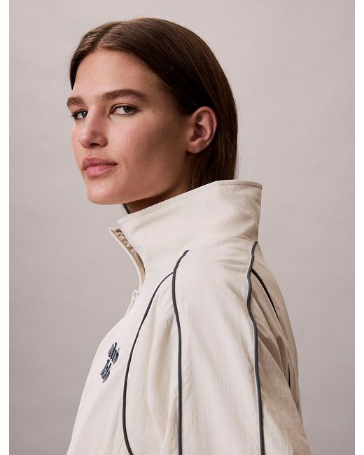 Calvin Klein White Nylon Piping Jacket