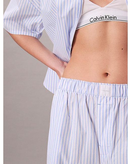 Calvin Klein Purple Pyjama Pants Cotton Poplin