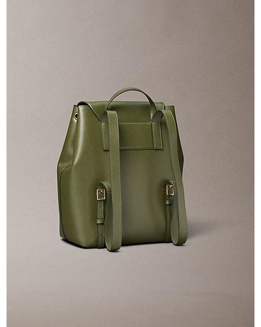 Calvin Klein Green Large Foil Logo Flap Backpack