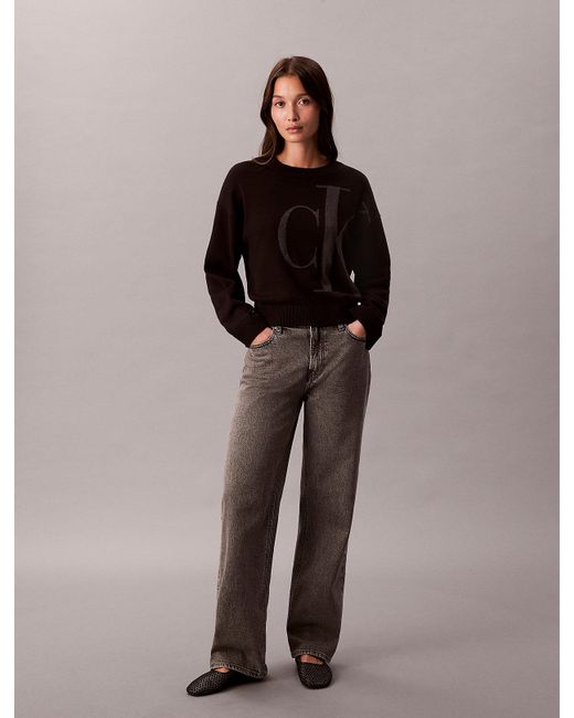 Calvin Klein Brown Smooth Cotton Monogram Jacquard Top