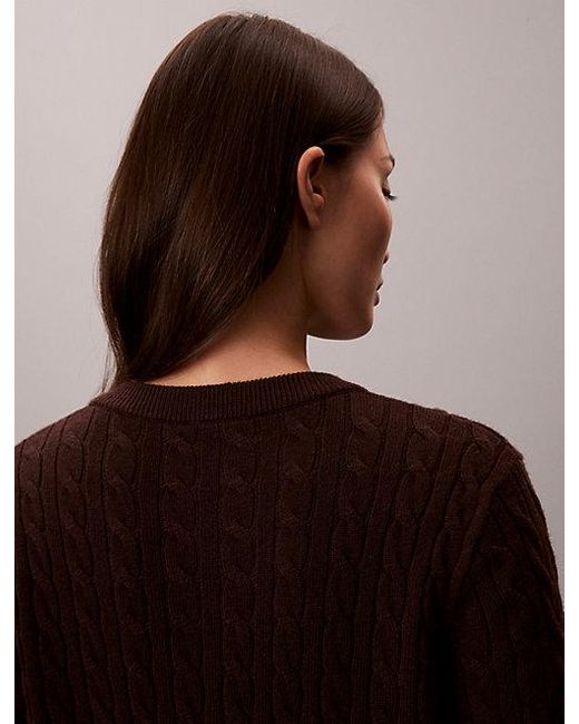 Calvin Klein Brown Jeans Merino Wool Blend Cable Cardigan