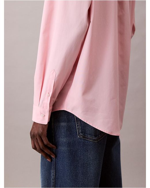 Calvin Klein Pink Oversized Cotton Poplin Button-Down for men