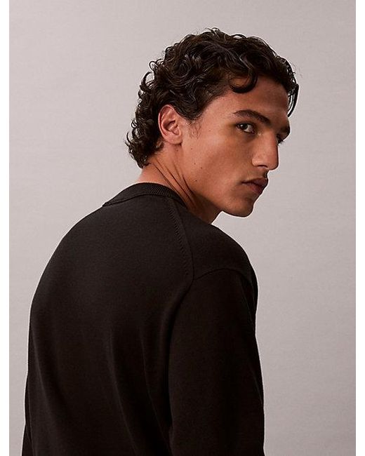 Calvin Klein Black Jeans Relaxed Cotton Monogram Jumper for men