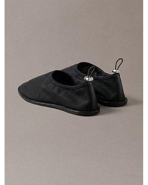 Calvin Klein Gray Mesh Drawstring Ballerinas