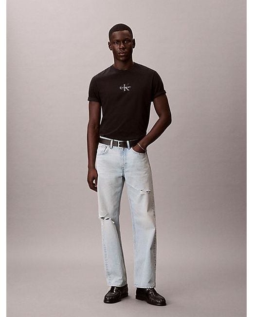 Calvin Klein Black Jeans Monogram Logo T-Shirt for men